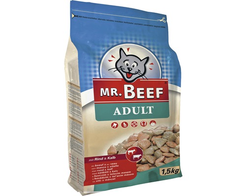 Hrană uscată pentru pisici MR. BEEF Adult vită și vițel 1,5 kg-0