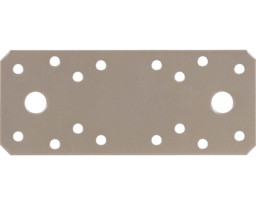 Placă perforată de îmbinare lemn Alberts Duravis 133x55x2,5 mm, oțel zincat maro deschis Placă perforată de îmbinare lemn Alberts Duravis 133x55x2,5 mm, oțel zincat maro deschis
