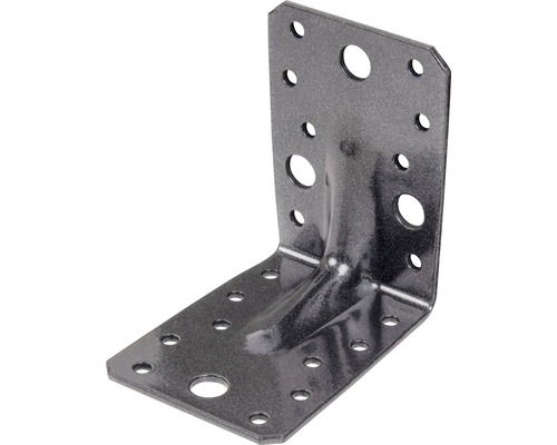 Colțar metalic perforat Alberts Duravis 90x90x65x2,5 mm, rigidizat, oțel zincat negru