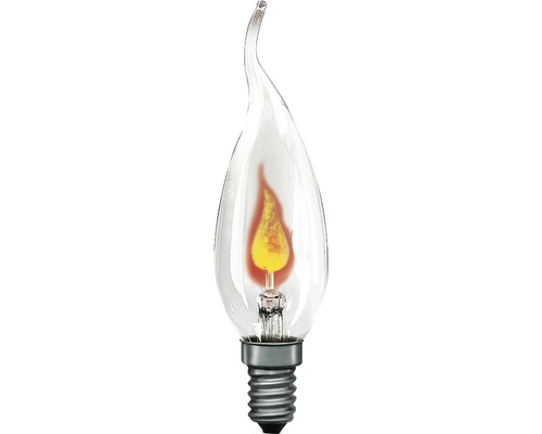 Bec incadescent tip flacără Paulmann E14 3W, glob lumânare decorativă, durată viață 1.000 h