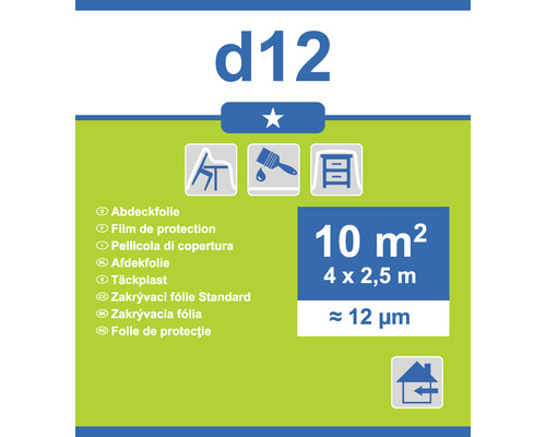 Folie de protecție D12 transparentă 4x2,5 m 10 m² Folie de protecție d12, potrivită pentru protejarea mobilierului și a podelelor în timpul lucrărilor de vopsire