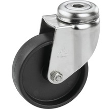 Roată pivotantă cu roată neagră și carcasă metalică