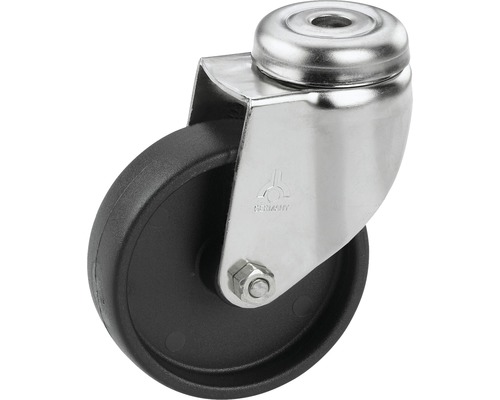 Roată pivotantă cu roată neagră și carcasă metalică