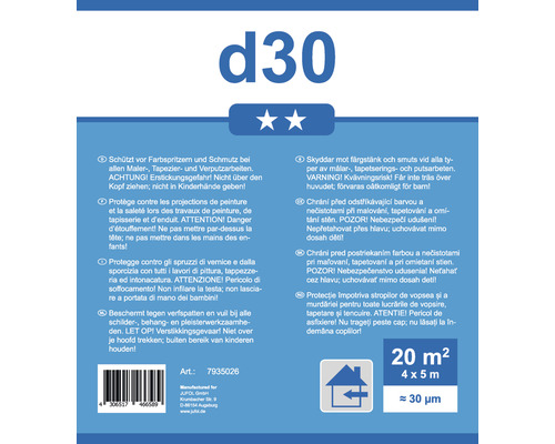 Informații despre protecția împotriva stropilor de vopsea și a murdăriei pentru toate lucrările de vopsire, tapetare și tencuire