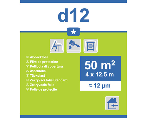 Folie de acoperire D12 transparentă 4x12,5 m 50 m² Folie de protecție d12 cu o suprafață de 50 de metri pătrați