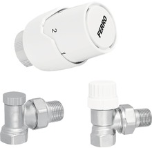 Set robineți radiator colțar (tur-retur) Ferro cu cap termostatic 1/2”-thumb-0