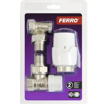 Set robineți radiator colțar (tur-retur) Ferro cu cap termostatic 1/2”-thumb-1