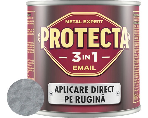 Email Protecta 3 în 1 gri metalic texturat 0,5 l Cutie vopsea email Protecta Metal Expert 3-în-1