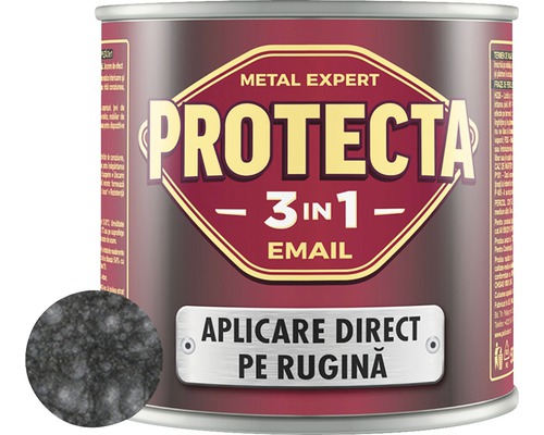 Email Protecta 3 în 1 negru metalic texturat 0,5 l Cutie de vopsea emailată Metal Expert Protecta 3 în 1