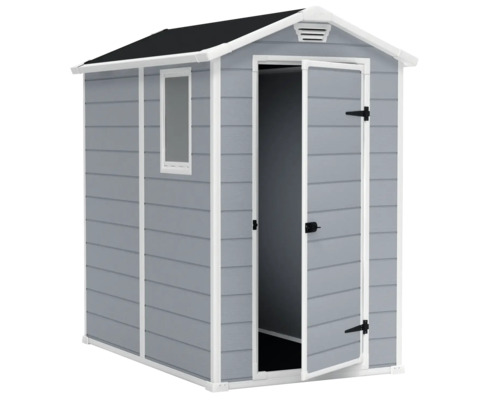 Șopron de grădină cu fereastră și ușă deschisă