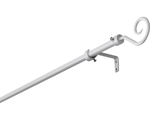 Galerie perdea melc albă Ø 16 mm extensibilă 100-200 cm Bară de perdea cu suport și capăt decorativ