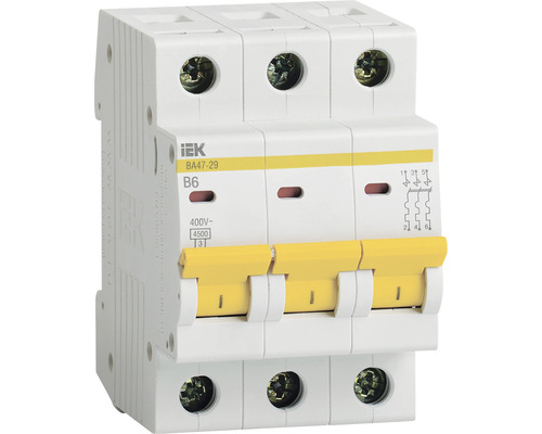 Disjunctor electric modular IEK 3P 6A 4,5kA, curbă B
