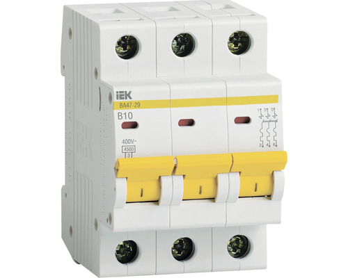 Disjunctor electric modular IEK 3P 10A 4,5kA, curbă B