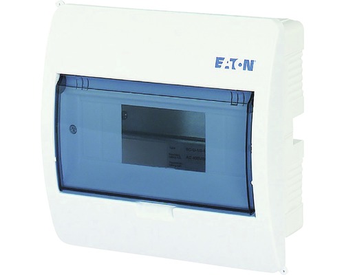 Tablou distribuție electrică Eaton Eco 8 module IP40, montaj îngropat, plastic alb
