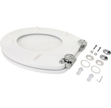 Scaun de toaletă alb cu material de fixare