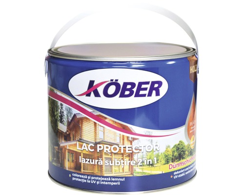 Lac protector Köber lazură subțire 2 în 1 incolor 2,5 l Lac protector Köber pentru lemn, într-o cutie albastră