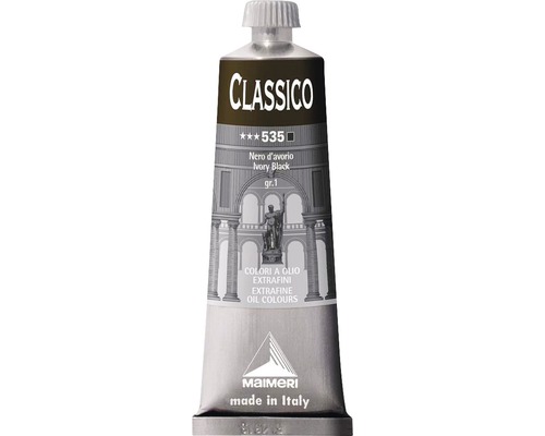 Culoare ulei Classico Maimeri 535 Ivory Black 60 ml Tub de vopsea de ulei Classico negru fildeș de la Maimeri
