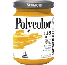 Vopsea Maimeri Polycolor, recipient cu vopsea galben închis