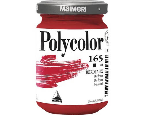Culoare vinilică Polycolor 165 Bordeaux 140 ml Vopsea Maimeri Polycolor în borcan cu denumirea 165 Bordeaux