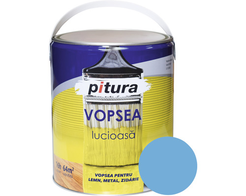 Vopsea universală Pitura albastru luminos 4 l Recipient cu vopsea lucioasă pentru lemn, metal și zidărie