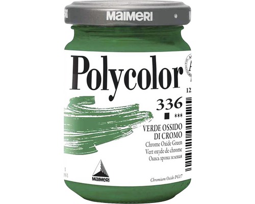 Culoare vinilică Polycolor 336 Chrome Oxide Green 140 ml Vopsea acrilică artistică Polycolor verde oxid de crom în recipient de sticlă