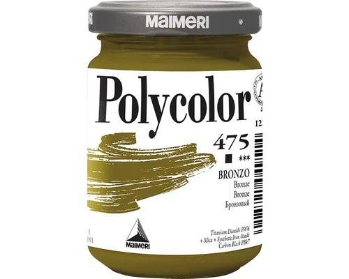 Culoare vinilică Polycolor 475 Bronze 140 ml Vopsea Maimeri Polycolor, nuanța bronz, în recipient de sticlă
