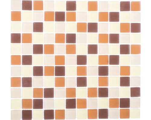Mozaic piscină sticlă XCM 8560 maro/bej/galben 30,2x32,7 cm Placă de mozaic cu elemente pătrate