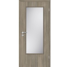 Ușă de interior cu inserție de sticlă și aspect de lemn