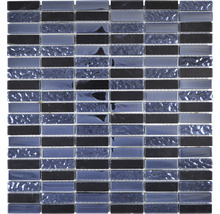 Mozaic sticlă-piatră naturală XCM SM86 negru 31x32,2 cm-thumb-0