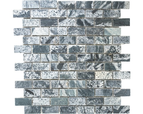 Mozaic cuarțit XMI 117 argintiu-negru 30,5x32,5 cm Covor mozaic cu pietre naturale dreptunghiulare