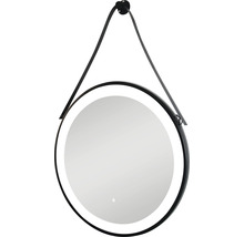 Oglindă rotundă cu iluminare LED și sistem de suspensie
