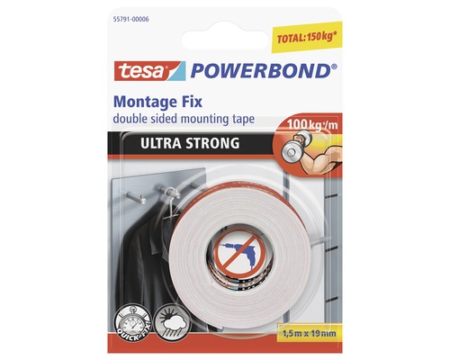 Bandă montaj dublu adezivă tesa Powerbond ultra puernică 1,5 m x 19 mm-0