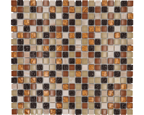 Mozaic sticlă-piatră naturală XCM M830 bej/maro 32,2x30,5 cm