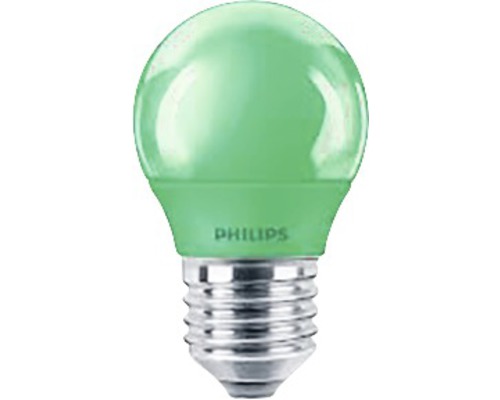 Bec verde LED Philips E27 3,1W, glob G45, durată viață 10.000 h
