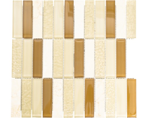 Mozaic sticlă-piatră naturală XCM MS836 mix bej 30,4x32,2 cm Placă de mozaic din sticlă și piatră naturală