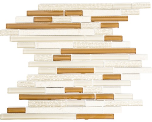 Mozaic sticlă-piatră naturală XCM MV838 mix bej 30x30,4 cm Placă de mozaic din sticlă în formă alungită