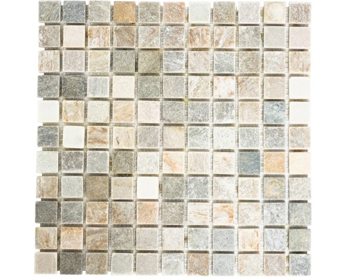 Mozaic cuarțit XQM 10XS bej-gri 30,5x30,5 cm Placă de mozaic din piatră naturală pentru interior