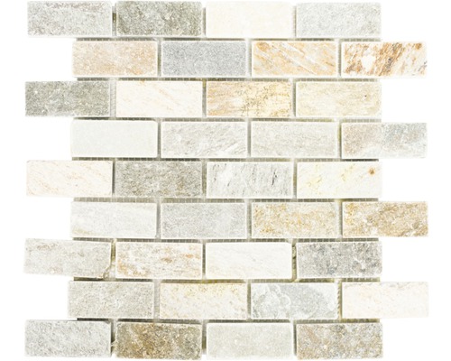 Mozaic cuarțit XQM 13IL bej-gri 30,5x30,5 cm Placă de mozaic din piatră naturală cu model de cărămidă