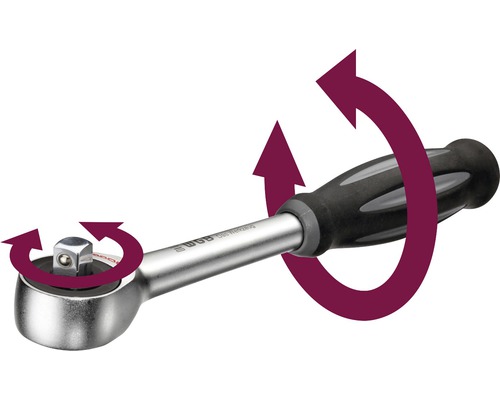 Antrenor cu clichet WGB 1/4" 185mm, 60 dinți, mâner rotativ, crom-vanadiu Cheie tubulară cu săgeți de direcție