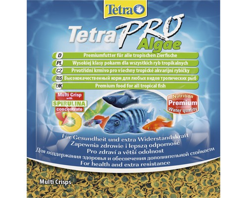 Hrană fulgi pentru pești TetraPro Algae, 12 g Tetra PRO Algae hrană premium pentru toți peștii tropicali