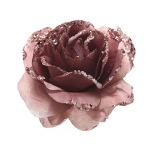 Floare artificială decorativă trandafir cu sclipici