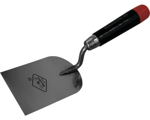Mistrie/șpaclu oțel inoxidabil pentru ipsos Maurerlob 60mm, mâner din lemn Mistrie cu mâner negru și vârf roșu