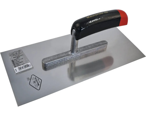 Gletieră oțel inoxidabil Maurerlob 280x130x0,7 mm, mâner din lemn Mistrie de zidar cu mâner din plastic