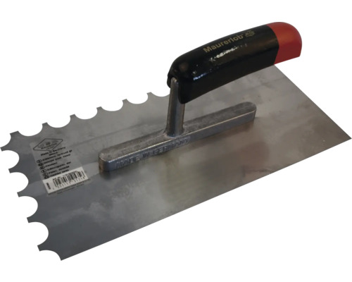 Gletieră zimțată Maurerlob 280x130 mm dinți profil semirotund, mâner din lemn Gletieră cu dinți și mâner din plastic