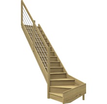 Scară din lemn cu balustradă metalică