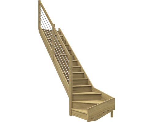 Scară laterală de interior Pertura Elenie 17 pași cu mână curentă și balustradă stejar lăcuit Scară laterală de interior Pertura Elenie 17 pași cu mână curentă și balustradă stejar lăcuit