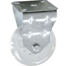 Rotiță pivotantă cu rolă transparentă și fixare metalică