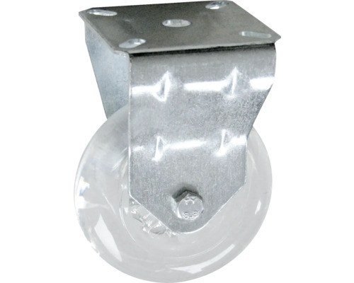 Rotiță pentru mobilă cu rolă din plastic transparent și fixare metalică