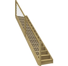 Scară din lemn cu balustradă metalică