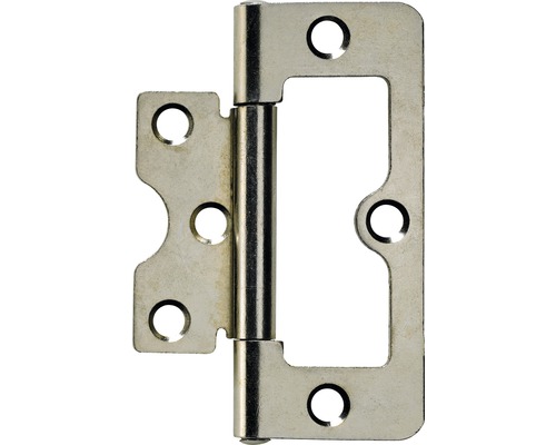 Balama coplanară tip fluture Hettich 32x75 mm, oțel nichelat, pachet 10 bucăți Balamală de ușă din metal cu găuri pentru șuruburi